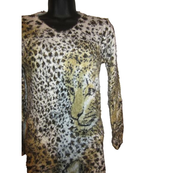 Y2K Animal Print Leopard Bodycon Dress Long Sleeve DENIMAXX S - Picture 4 of 6